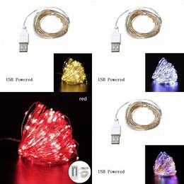 20M 10M 5M Fairy Lights Usb Powered String Remote Control 8 Modes Garland Led Christmas Outdoor Y0720