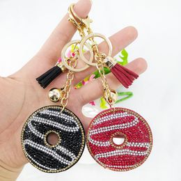 New DIY Donut Keychain Pendant Korea Velvet Tassel Bag Car Key Accessories