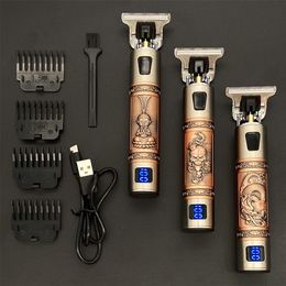 Men Cordless Hair Clipper Barber Professional Buddha Dragon Electric Cutting Machine Beard Shaving Trimmer Styling Kit 220216