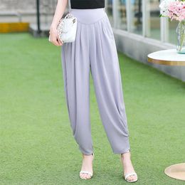 Summer Harem Pants Women 2021 Causal Trousers Female Solid Thin High Waist Pants Women Loose Pant Q0801