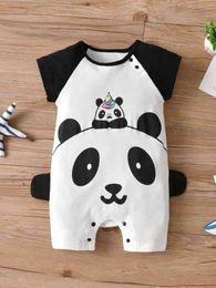 Baby Panda Print Raglan Sleeve Romper SHE