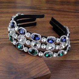 Luxury Pink Navy Black Green Oval Crystal And Diamante Headbands Rhinestone Hairband For Women Fashion Party Hair Accessories