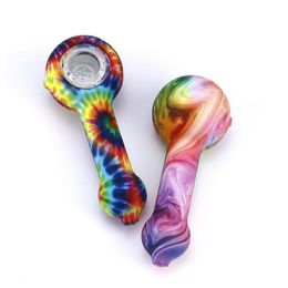 Colourful Silicone Spoon Pipes Food-grade Silica Gel Water Bong Pipe with Glass Bowl
