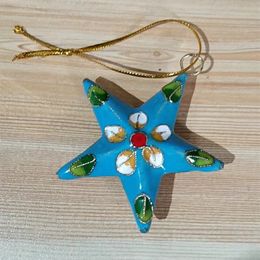 Handcrafts Cloisonne Enamel Colourful Star Pendant Ornaments Small Decorative Item Keychain Charms Home Decor Christmas Tree Hanging Decoration Gift