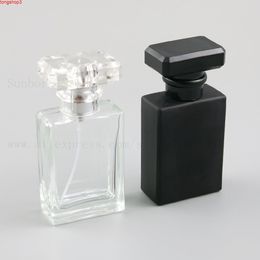 30ml Clear Black glass empty perfume bottle atomizer spray Refillable box travel size portable 1pchigh qualtity