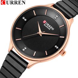 Rhinestone Watch for Women Curren Women's Stainless Steel Bracelet Watches Fashion Ladies Quartz Wristwatch Female Clock Q0524