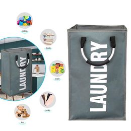Laundry Bags Portable Oxford Cloth Modern Clothes Basket With Handle Large Foldable Hamper Organizer Dorm Room Bedroom Self Standing