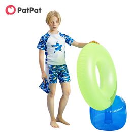 Arrival Summer Kids Boy Star Camouflage Print Tee and Shorts Swimsuit Set 210528