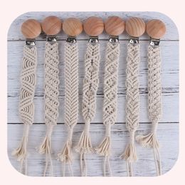 DIY weave baby pacifier clips wood Beaded Pacifiers Soother Holder kids Clip Chain Holders Nipple Teether Dummy Strap Chains 14 styles