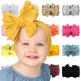 Baby Accessories Infant Baby Girl Lace Bow Headband Newborn Solid Nylon Bow Headband Nylon Elastic Hair Band Gifts Props