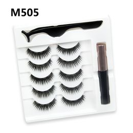 Magnetic Mink Eyelashes Magic make up Kits 5 Pairs with Tweezer Eyeliner Reusable False lashes 3D Natural Long Easy Wear No glue