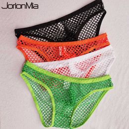 4pcs Sexy Underwear Men Transparent Panties Mens Breathable Briefs Male See Through Low-waist High Fork Underwear HT010 210707