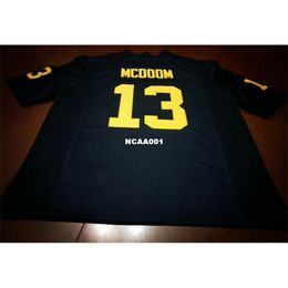 001 WHITE NAVY #13 Eddie McDoom Michigan Wolverines Alumni College Jersey S-4XL or custom any name or number College jersey