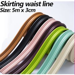 Skirting waist line 5mx3cm foam wall stickers self-adhesive background decorative border line anti-collision sticker for kids 210310