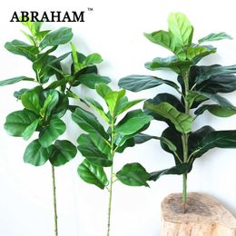 122cm Large Artificial Ficus Tree Branch Fake Green Plants Palm Leafs Tropical Shrub Faux Rubber Tree for Home Autumn Decoration 210624