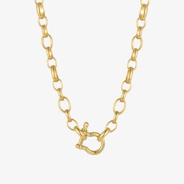 ENFASHION Punk Lock Necklace For Women StainlSteel Hook Choker Necklaces Gold Color Fashion Jewelry Collier Femme P213233 X0707
