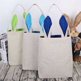 HOT 14color Easter Baskets Rabbit Ear Baskets 2021 Easter Egg Hunts Bags Handbag Kids Candy Bag Bucket Gift Bags Burlap Storage Bags T500465