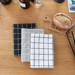 2pcs/set Linen Napkins 50*70cm Black and white Cheque home Placemat Kitchen Tea Towels Table mats