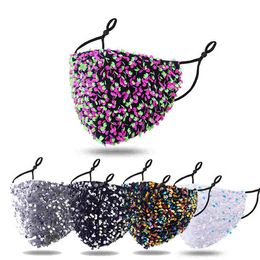 15 Styles 2021 Fashion Bling Bling Washable Reusable Mask PM2.5 Face Care Shield Sequins Shiny Face Cover Anti-dust PM 2.5 Mouth Mask