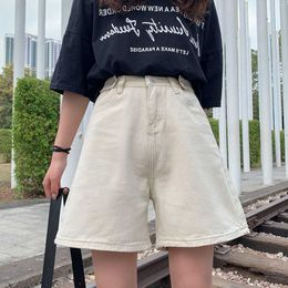 Woman Jeans Shorts Clothes High Waisted 2020 Summer Streetwear Baggy Wide Leg Vintage Fashion The New Black Harajuku Pants H0908