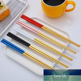 1 Pair Chinese Metal Chopsticks Stainless Steel Square Stylish Healthy Reusable Colourful Household Sticks For Sushi Kitchen