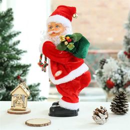 2022 Christmas Decorations for Home Children's Year Christmas Gifts Hip Music Electric Santa Claus Shop Window Ornaments 211104