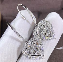 Cute Heart Stud Earrings for Women Jewellery Shining Stone CZ Diamond Dangle Earring Girls Valentine Gift