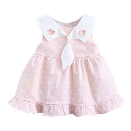 New Summer Girls Dresses Dot Doll Collar Dress Ruffled Vest Dress Cute Color Toddler Baby Girls Dress 210303