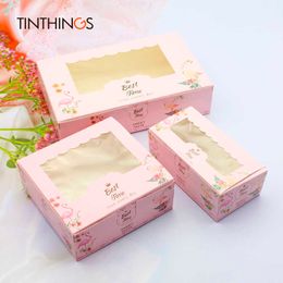 20PCS Paper Box With Window Vintage Flamingo Gift Wedding Guest Cookies Food Candy Party Favour Cake Cardboard 210724