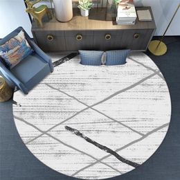 Nordic simple modern round carpet coral velvet living room bedroom computer chair pad new Chinese retro carpet baby crawling mat 210301