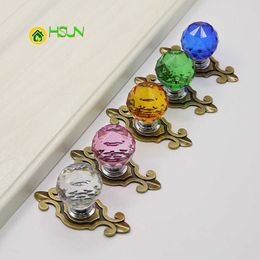 2 pcs Color ball glass crystal handle modern simple cabinet wardrobe drawer single hole