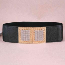 Girls New Fashion Sweater Belt Elastic Dress Wide Waist Black Belts for Women Luxury Designer Brand Classy Lady Belt Buckle G220301