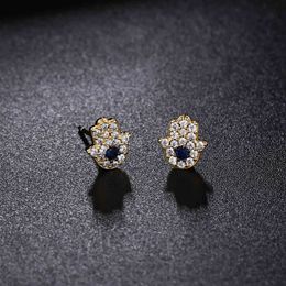 UMGODLY Fashion Luxury Brands Cubic Zirconia Palm Eyes Stud Earring Gold Color Leaves Monaco Designer Women Popular Jewelry