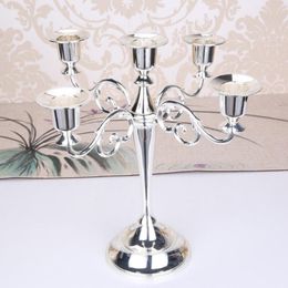 5 candle candelabra UK - Candle Holders 5 Arms Aluminum Alloy Holder 26.5*27cm Table Candlesticks Candelabra Home Party Wedding And Candlelight Dinner