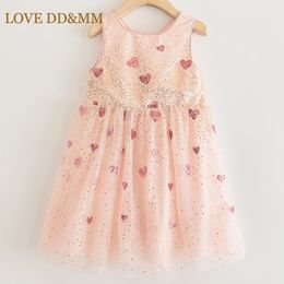 LOVE DD&MM Girls Dresses Summer New Children's Wear Girls Love Gradient Sequins Mesh Sleeveless Sweet Princess Dress 210303