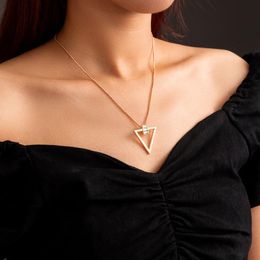 Pendant Necklaces Small Design Necklace Simple Temperament Ornaments Metal Triangle Hollow Out Accessories