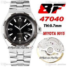 V8F Overseas 47040 Ultra-Thin Miyota 9015 Automatic Mens Watch 42 Titanium Bezel Black Dial Stick Markers Stainless Steel Bracelet Super Edition Watches Puretime A1