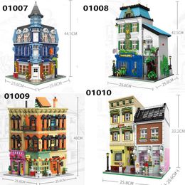 2020 New Europa Street Toy Store Dining Flowers Room Grocery XB01010 Building Block Bricks CitIes Toys for Kids Christmas Gifts X0902