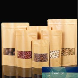 wholesale Stand Up Kraft Paper Frosted Window Zip Lock Bags Resealable Coffee Sugar Biscuit Nuts Chocolate Heat Sealing Packaging Pouches Factory price expert