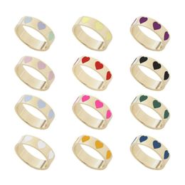 Wedding Rings 12PCS Colourful Heart Ring Alloy Set For Women Girl Couple Cute Love Plain Stackable Finger