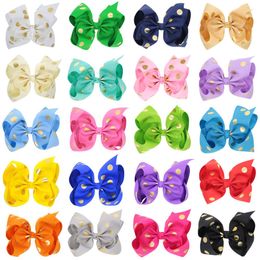 20 Colours 8 Inch Baby Ribbon Bow Hairpin Stamp Dot Clips Girls Large Bowknot Barrette Kids Hair Boutique Children Hair Accessories