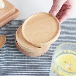 Creative Bear Paw Japanese Style Beech Wood Round Wooden Mat Tea Cup Tray Holder Pad Small Placemat Anti-Hot Coasters