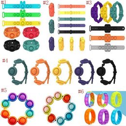 Push Bubble Pop Fidget Toys Sensory Ring Bracelets Puzzle Press Finger Bubbles Stress Bracelet Wristband Decompression Toy