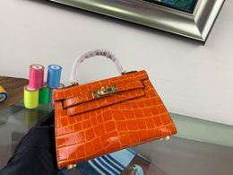 Bolsas de ombro populares mulheres bolsas casuais crocodilo grão de couro real mini sancelinhos dura shell cruzar os melhores preços à venda