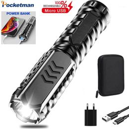 Flashlights Torches 58000LM Pocketman LED USB Rechargeable Built-in Battery Torch Waterproof Portable Hand Light