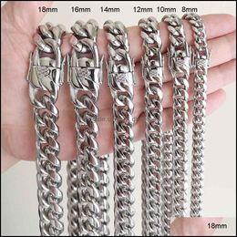 Bracelet & Necklace Jewelry Sets Men Women Cuban Chains 316L Stainless Steel High Polished Hip Hop Choker Link Double Safety Clasps Drop Del