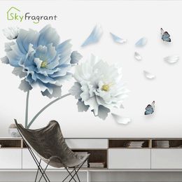 3D stereo flowers stickers home creative bedroom decor self-adhesive living wall sticker room decoration 210310