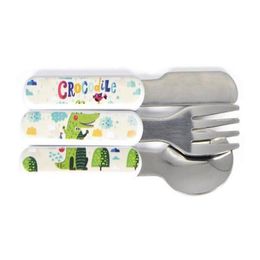 2022 NEW Sublimation Children Cutlery Set White Blank DIY Fork Knife Spoon Stainless Steel Adults Cutlery Portable Kids Tableware