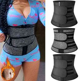 Steel Boned Waist Trainer Women Belly Shaping Trimmer Belt Neoprene Body Shaper Tummy Sweat Shapewear Slimming Sheath Corset 211112