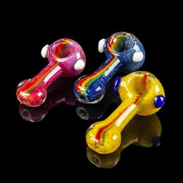 Latest Cool Colorful Stripes Pyrex Thick Glass Dry Herb Tobacco Oil Rigs Smoking Handpipe High Quality Handmade Pipes DHL Free